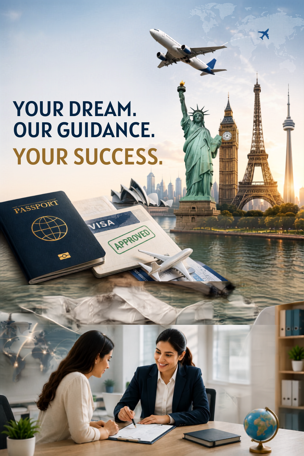 Visa consultants meeting a client